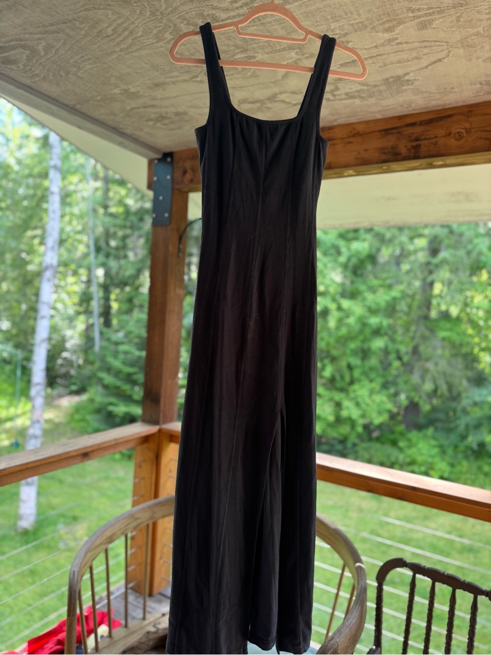 l*space Ribbed Navy Scoop Neck Built in Bra Maxi Dress